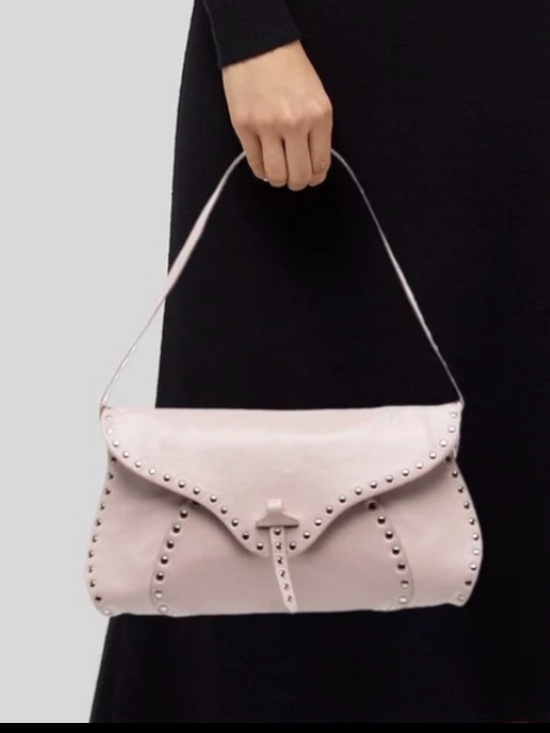 Celine Handbags - Celine Triomphe Poulbot Vintage Italy Designer Shoulder Bag Pink Studded